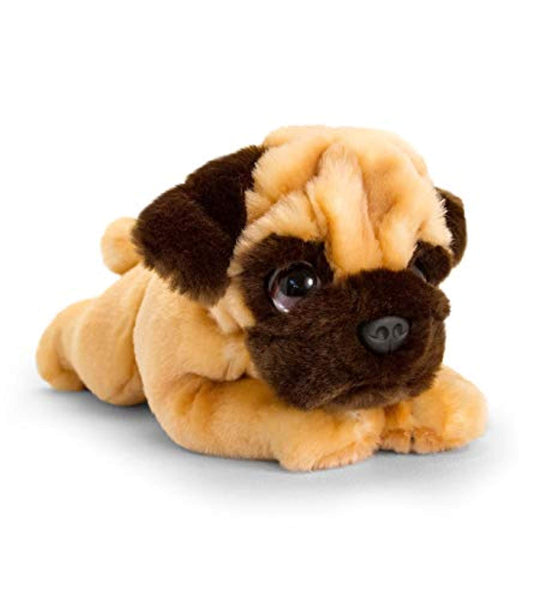Keel Toys SD2537 Soft Toy Signature Cuddle Puppy Pug, Brown - hanrattycraftsgifts.co.uk