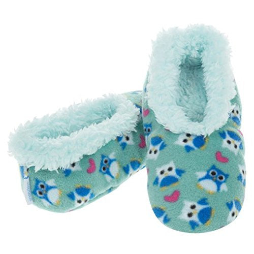 Snoozies Fleece Slippers Girls: Hearts and Owls: Medium (1-2) - hanrattycraftsgifts.co.uk