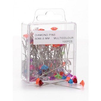 Diamond Pins Multicolour 50 X 8.5mm - hanrattycraftsgifts.co.uk