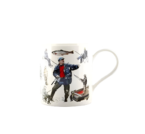 Julia Hook Design Fishing Fish Sport Hobby Fine China Mug in Gift Box - hanrattycraftsgifts.co.uk