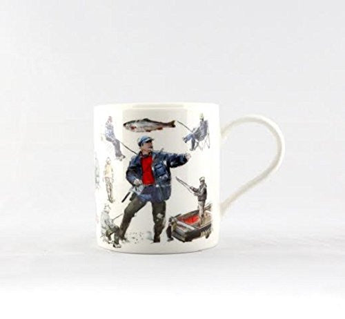 Julia Hook Design Fishing Fish Sport Hobby Fine China Mug in Gift Box - hanrattycraftsgifts.co.uk