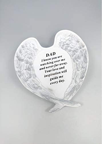 David Fischhoff Dad white and silver angel wings plaque grave Ornament