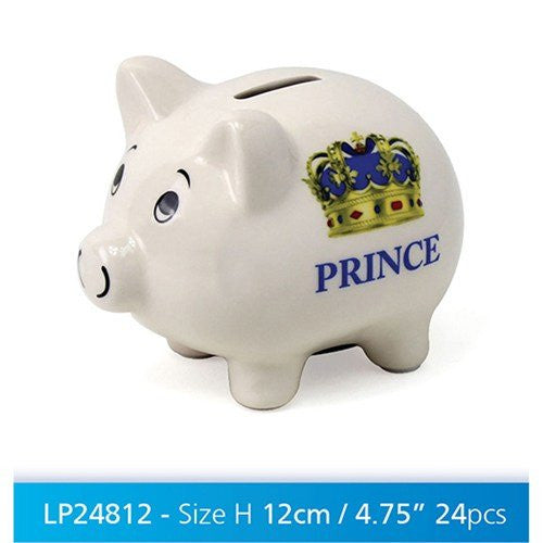 Blue & White "Prince" Traditional Piggy Bank - hanrattycraftsgifts.co.uk