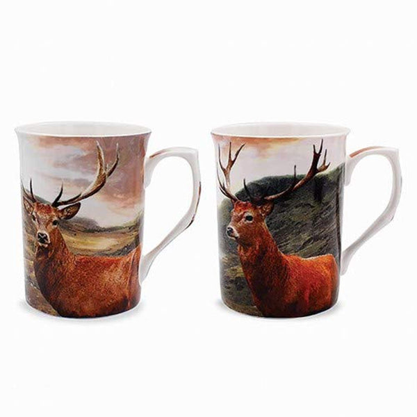 Leonardo British Wildlife Stag Mugs Boxed Gift Set - The For The Country Pursuits Enthusiast (LP93405) - hanrattycraftsgifts.co.uk