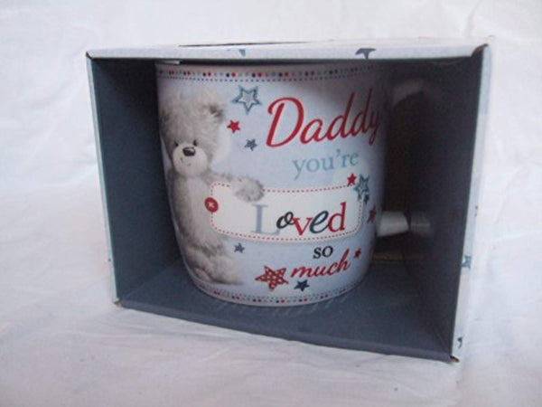 Daddy, You're Loved so Much Blue Teddy Bear Sentimental Mug with Presentation Box - hanrattycraftsgifts.co.uk