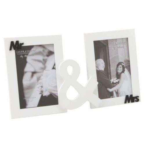 Mr & Mrs - Photo frame by Juliana white/Black MDF - hanrattycraftsgifts.co.uk