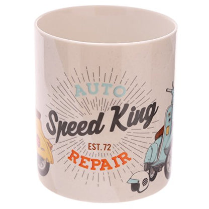 Puckator mug247 Mug in Fine Bone China Scooter by Evans Jack Fine Bone China Yellow, Orange, Blue, White, Brown 11x8,5x9,5 cm - hanrattycraftsgifts.co.uk