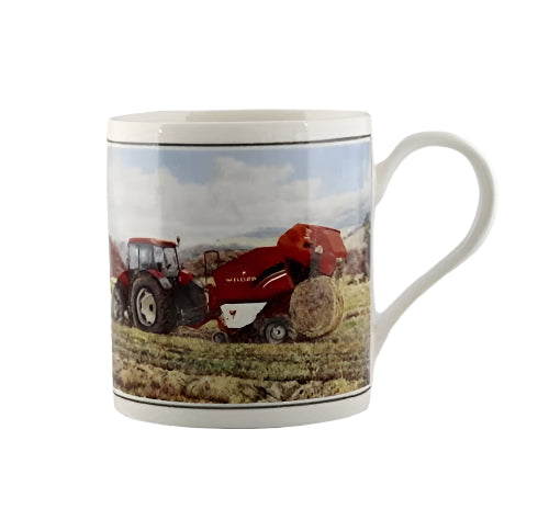 Cachet Tractor & Round Baler Fine Art Watercolour China Gift Mug - hanrattycraftsgifts.co.uk