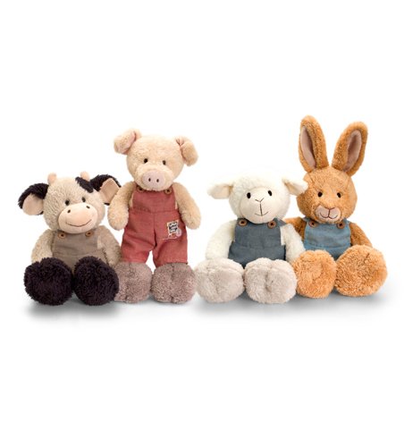 Keel Toys Tumbleweed Farm Animals with Dungarees - Super Cute, Choose Rabbit, Sheep, Cow or Pig - hanrattycraftsgifts.co.uk