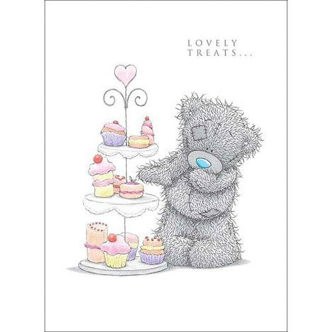 Me to You Tatty Teddy Greetings Card - By Cake Stand - 'Lovely Treats' - hanrattycraftsgifts.co.uk