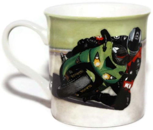 Kawasaki Ninja Motorcyle - Fine Art Watercolour China Gift Mug - hanrattycraftsgifts.co.uk