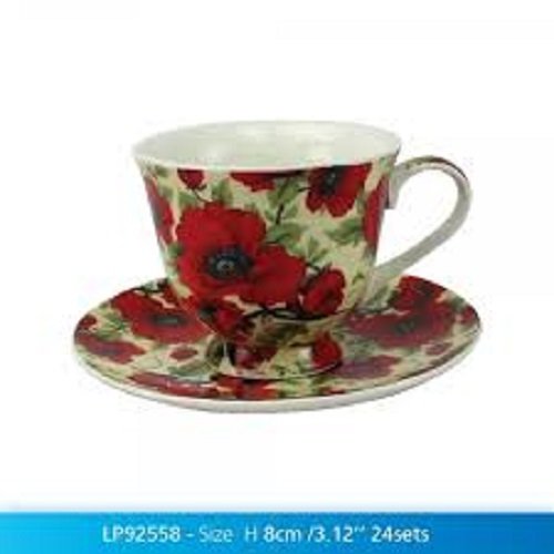 Leonardo Collection Red Poppy Floral Design Fine China Cup and Saucer - hanrattycraftsgifts.co.uk