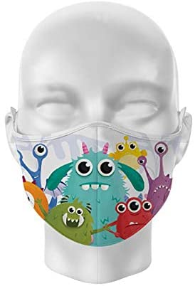 Reusable Face Covering - Non Medical - Size Small (Age 4-12 - 20cm x 11cm) - Monster Design