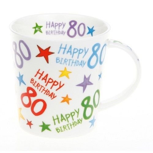 Starburst 80 80th Birthday Fine China Mug in Gift Box - hanrattycraftsgifts.co.uk