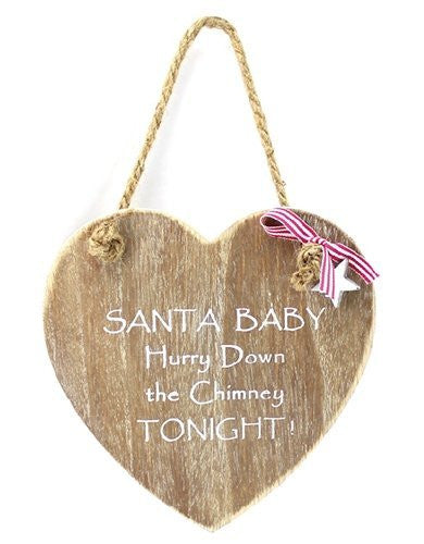 Heart Plaque - Santa Baby - hanrattycraftsgifts.co.uk