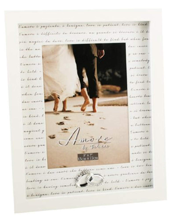 Amore Wedding Gift Photo Frame Crystal Rings Picture 5"x7" Free Standing - hanrattycraftsgifts.co.uk