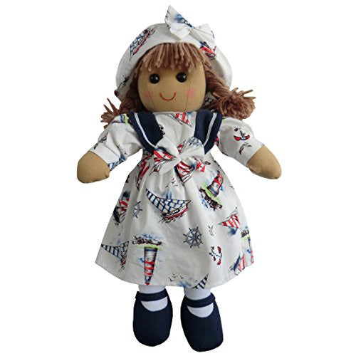 nautical girl rag doll with hat 40cm - hanrattycraftsgifts.co.uk