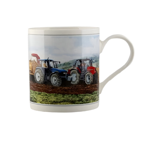 Cachet Tractor Ploughing Fine Art Watercolour China Gift Mug - hanrattycraftsgifts.co.uk