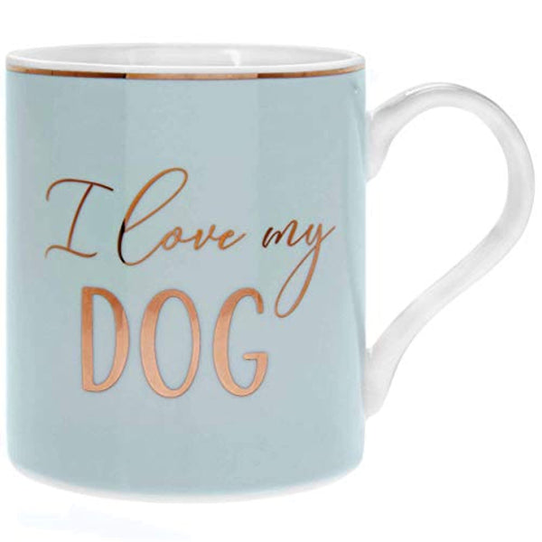 The Leonardo Collection I Love My Dog Blue & White Gold Plated Fine China Tea Coffee Mug