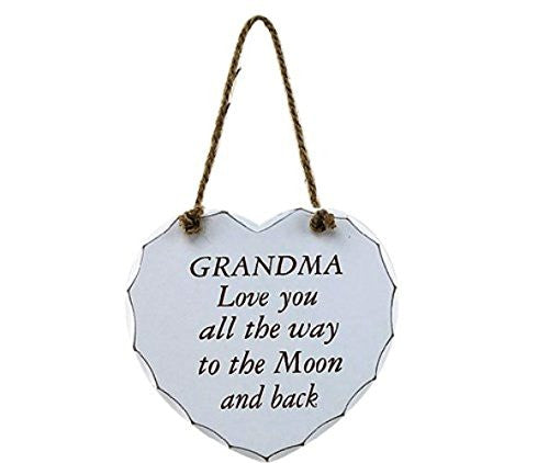 White Heart Sign: Grandma To The Moon and Back - hanrattycraftsgifts.co.uk
