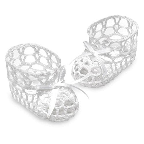 White Decorative Baby Crochet Booties Baby Shower Christening Decor - hanrattycraftsgifts.co.uk