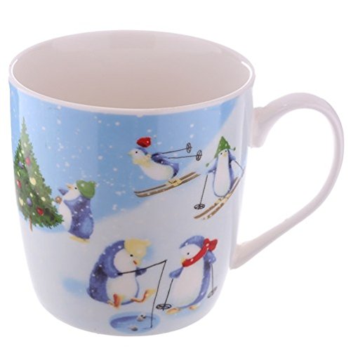 Christmas New Bone China Mug - Christmas Penguins - hanrattycraftsgifts.co.uk