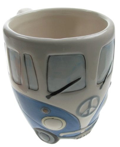 Cute Childrens' Mug, Blue Coloured Retro Campervan Mug, Ceramic Mug Gift Ideas for Children, Childrens Present Ideas - hanrattycraftsgifts.co.uk