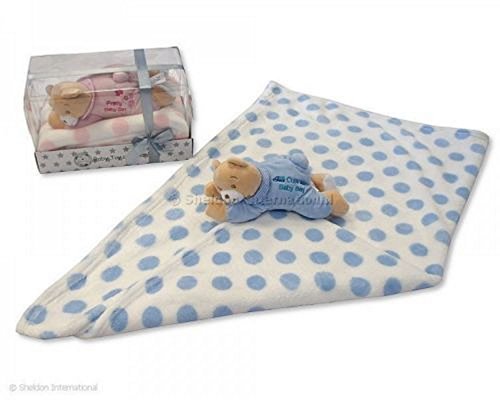 Coverage Baby with Teddy in Box Blue - GP-25-0717 - hanrattycraftsgifts.co.uk