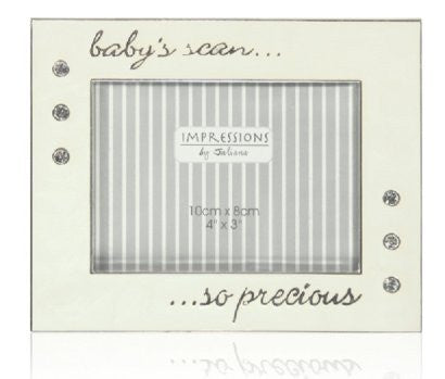 Photo Frame - A Beautiful Quality Ivory Enamel 'Baby Scan' Photo Frame, Holds a 4x3 Photo - hanrattycraftsgifts.co.uk