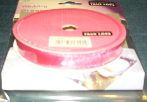 20m x 15mm WOVEN EDGE WEDDING ORGANZA RIBBON - CERISE - hanrattycraftsgifts.co.uk