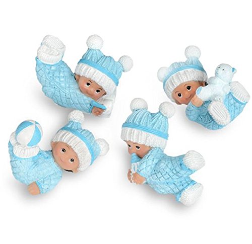 Playful Baby Boy Resin Cake Decoration. 7 x 4cm. Set of 4 Different Figures - hanrattycraftsgifts.co.uk
