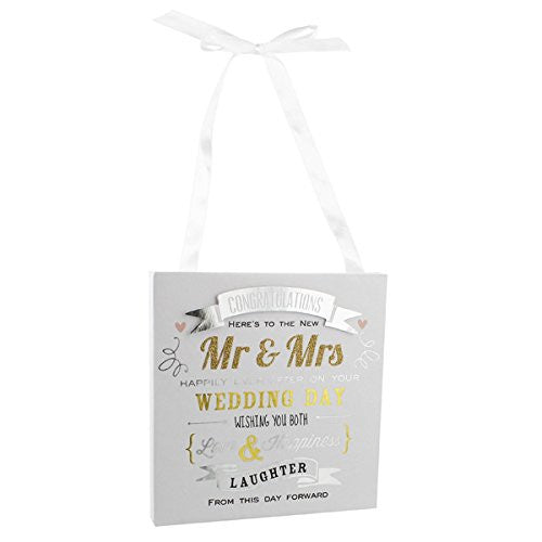 Signography 'Mr & Mrs' Wedding Day Wall Plaque - hanrattycraftsgifts.co.uk