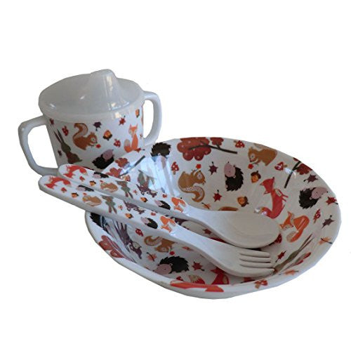 woodland creaturesmelamine feeding set - hanrattycraftsgifts.co.uk