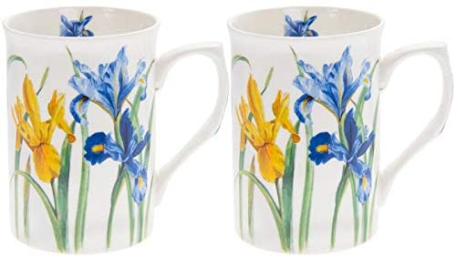 Set of 2 Iris Flower Mugs