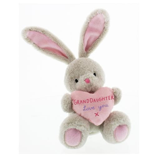 Bebunni Rabbit medium sitting with heart 16 cms Granddaughter - hanrattycraftsgifts.co.uk