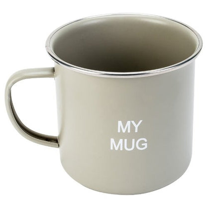 New Pale Olive Green Home Sweet Home Enamelled Vintage Retro Tin My Mug Kitchen - hanrattycraftsgifts.co.uk