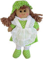 green polkadot dress with matching hat ragdoll inc giftbag small - hanrattycraftsgifts.co.uk