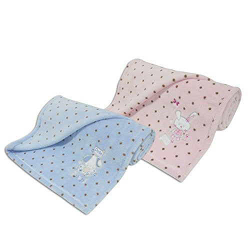 BabyTown - Coral Fleece Blanket Polka Dot (Blue Puppy) - hanrattycraftsgifts.co.uk