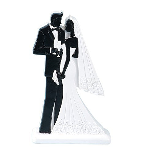 CLUB GREEN Resin 2D Black Bride and Groom Standing, Black, 100 x 40 x 180 mm - hanrattycraftsgifts.co.uk