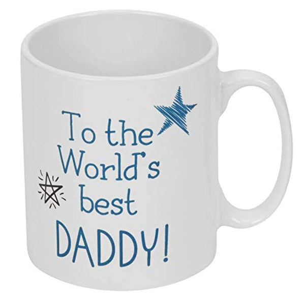 Gift cup with lettering "Worlds Best Daddy", white