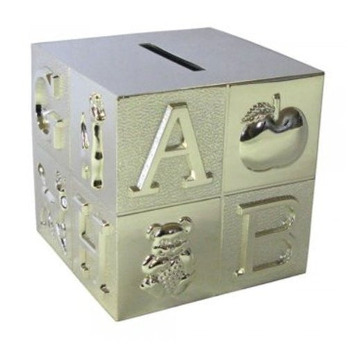 BABY SILVER MONEY BANK - ABC CUBE - hanrattycraftsgifts.co.uk