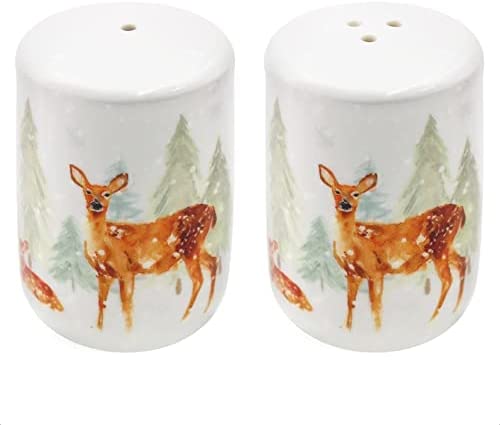 The Leonardo Collection Fine Bone China Salt and Pepper Set, Christmas Deer