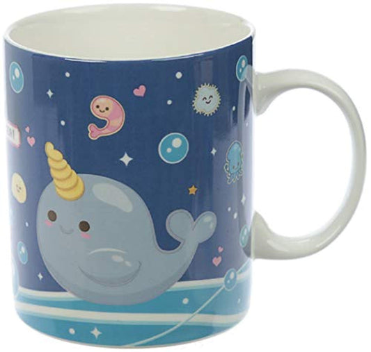 Puckator Narwhaii & Friends Kawaii Narwhal Mug, Bone China, Multicolour, 9.5x11.5x8cm, MUG268 - hanrattycraftsgifts.co.uk
