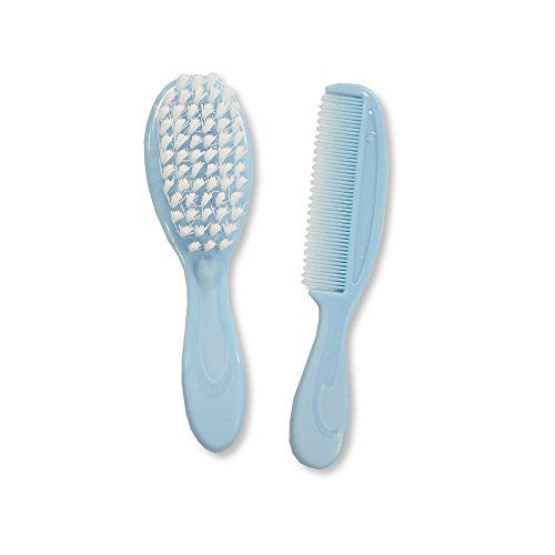 Babies Soft Bristle Brush & Fine Tooth Comb Set - Blue - hanrattycraftsgifts.co.uk