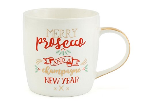Merry Prosecco and A Champagne New Year - Christmas Mug - Great Secret Santa Gift - hanrattycraftsgifts.co.uk