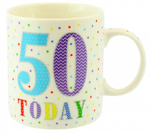 MILESTONE BIRTHDAY MUGS - '50 TODAY' FINE CHINA AND BOXED - LP33523 - hanrattycraftsgifts.co.uk