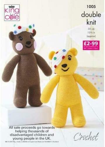 King Cole knitting yarn, crochet pattern 1005 Pudsey bear
