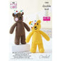 King Cole DK Yarn Soft Toy Crochet Pattern - 1005 Pudsey & Blush 35cm