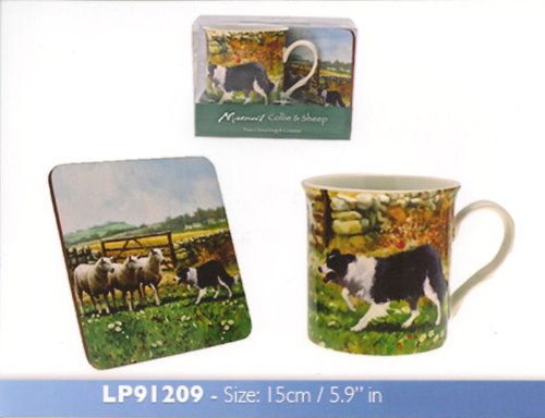 Macneil Collie & Sheep Farmyard China Mug & Coaster Leonardo LP91209 - hanrattycraftsgifts.co.uk