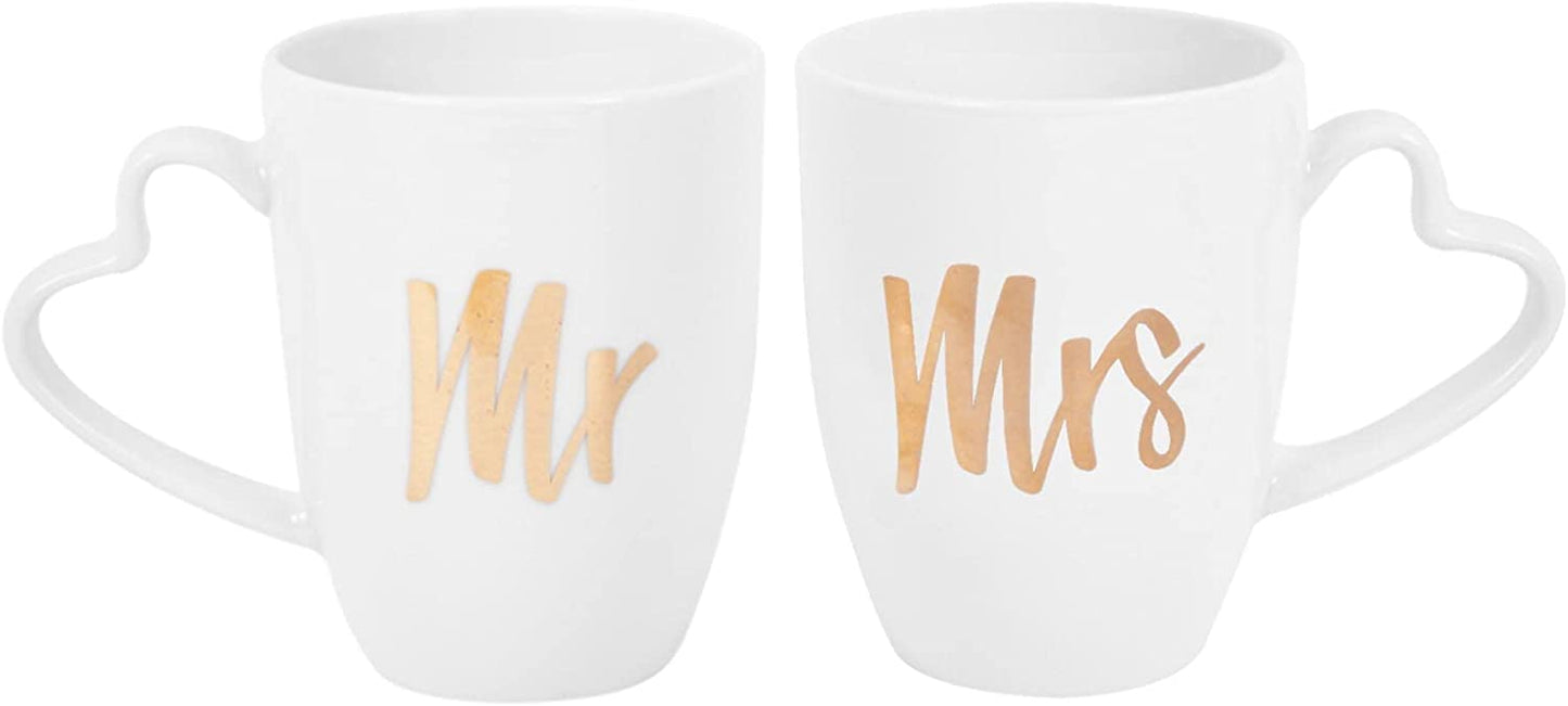 Perfect Day Set de tasses de mariage avec inscription Mr and Mrs Blanc
